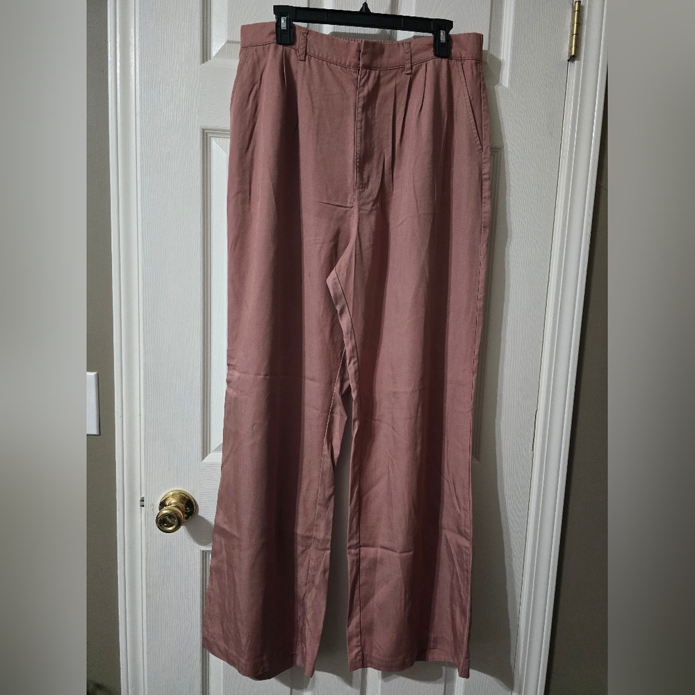 Abercrombie & Fitch Tailored Wide Leg Blush Pink Trousers, High Waist, Baggy Fit - Picture 2 of 12